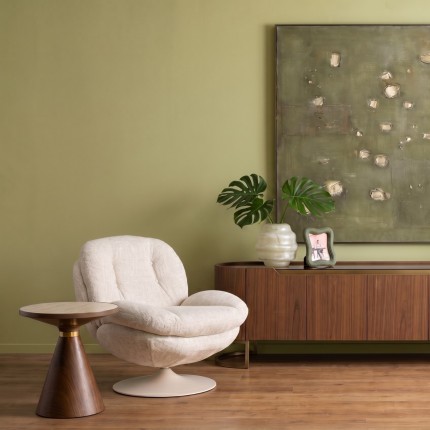 Table d'appoint Cono Travertino 50cm noyer Kare Design
