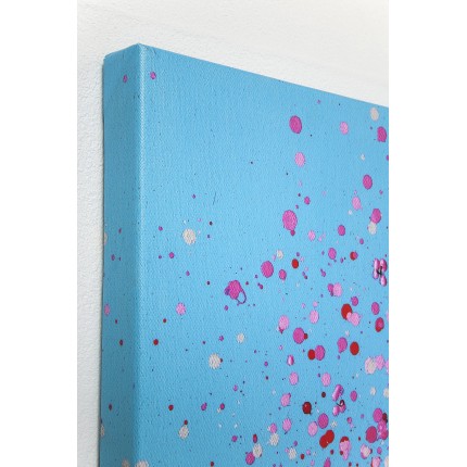 Tableau Touched fleurs pirogue bleu et rose 120x160cm Kare Design