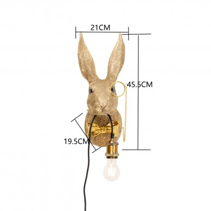 Applique murale lapin gentleman doré Kare Design