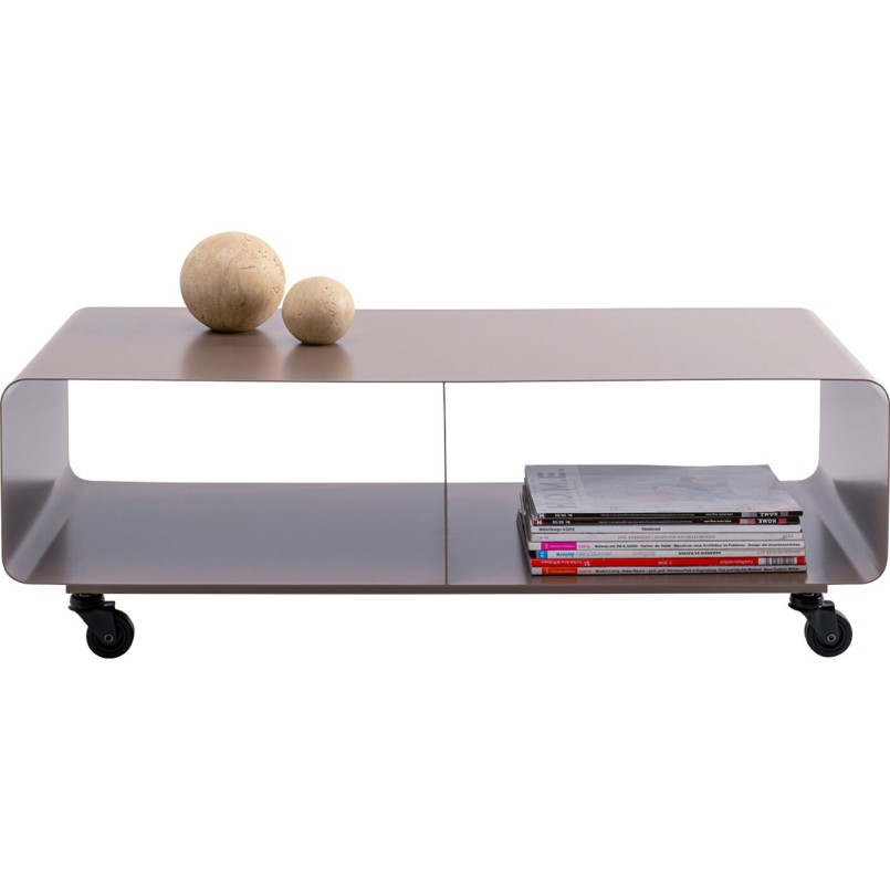 Meuble TV en acier taupe à roulettes - Lounge - Kare Design