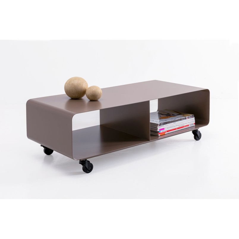Meuble TV en acier taupe à roulettes - Lounge - Kare Design