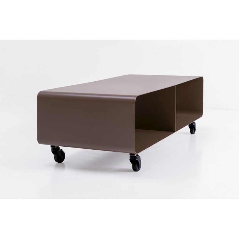 Meuble TV en acier taupe à roulettes - Lounge - Kare Design
