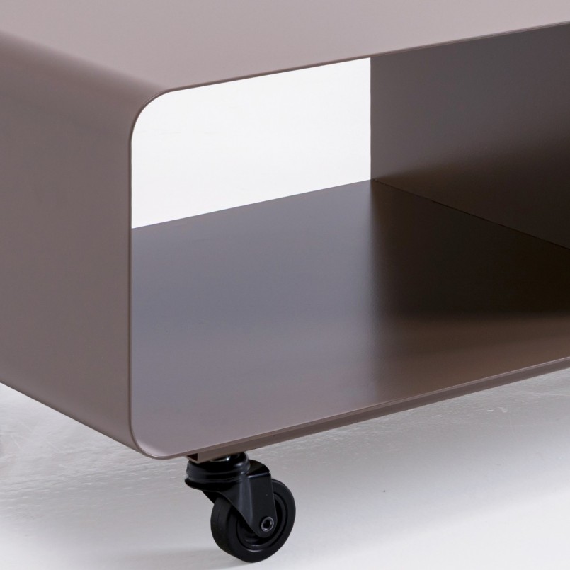 Meuble TV en acier taupe à roulettes - Lounge - Kare Design