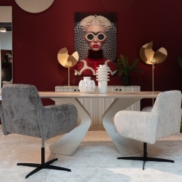 Chaise avec accoudoirs pivotante marron - Tabea - Kare Design