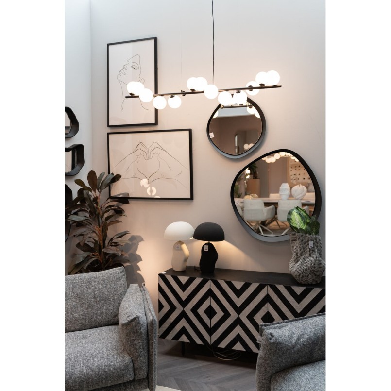 Suspension en verre blanc et acier noir - Scala Balls - Kare Design