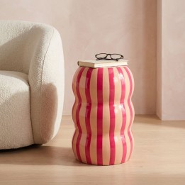 Table d'appoint rayée rose et beige - Candy - Kare Design