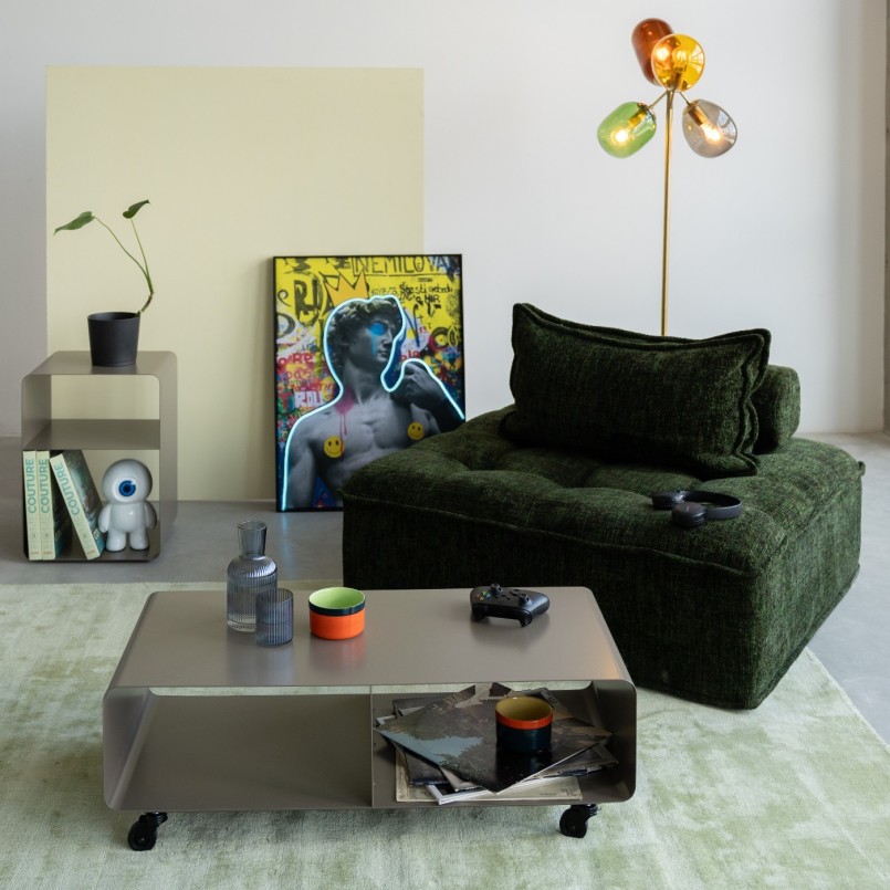 Meuble TV en acier taupe à roulettes - Lounge - Kare Design