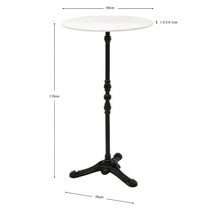 Table de bar Bistrot 60cm marbre blanc Kare Design