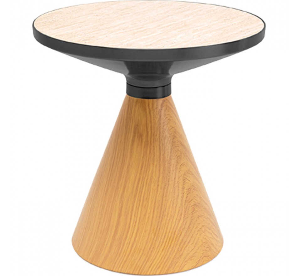 Table d'appoint Cono Travertino 50cm chêne Kare Design