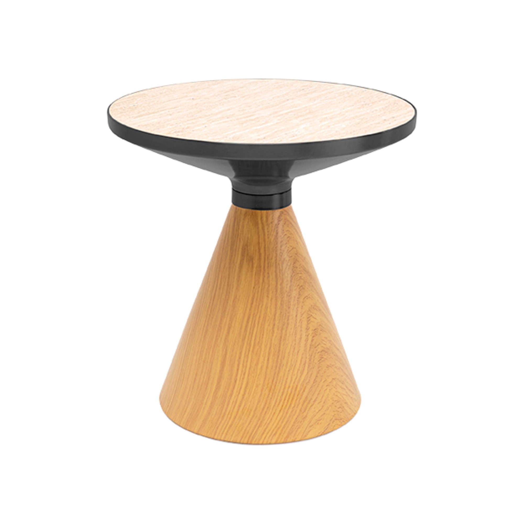 Table d'appoint Cono Travertino 50cm chêne Kare Design