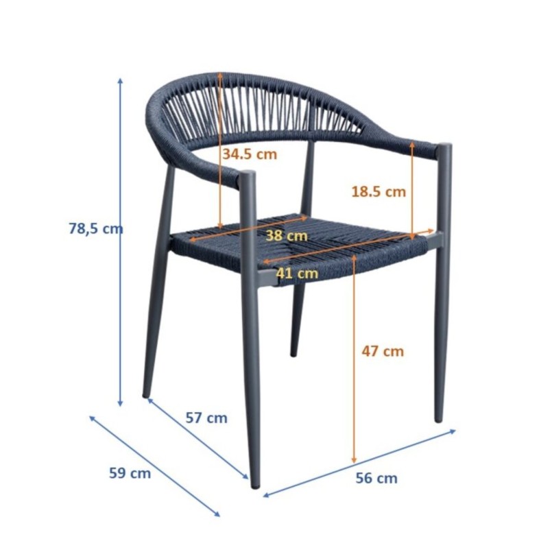 Chaise de jardin avec accoudoirs marron - Palma - Kare Design