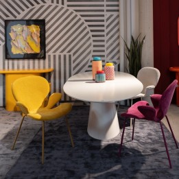 Chaise avec accoudoirs en polyester jaune - Soft Blossom - Kare Design