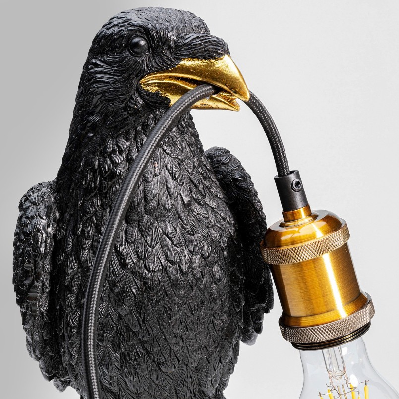 Black bird table lamp - Perched Raven - Kare design