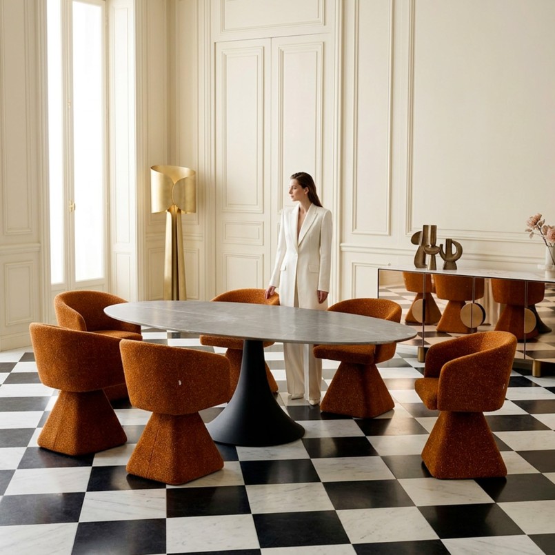 Table contemporaine ovale en grès - Grande Possibilita - Kare Design