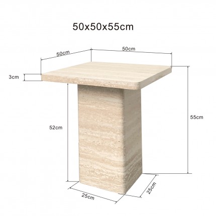 Side Table Travertino 50x50cm Kare Design