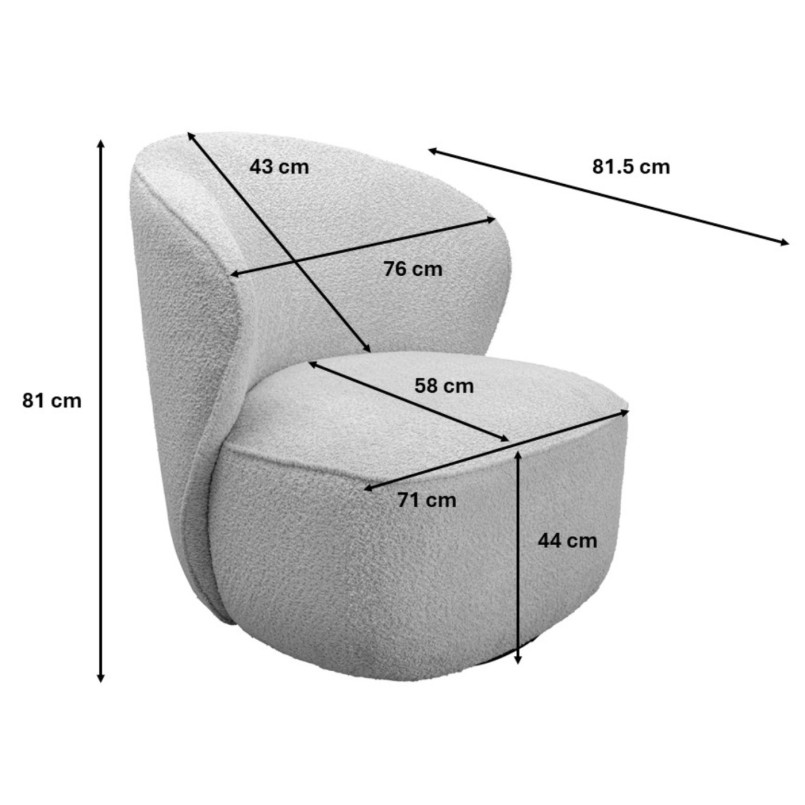 Fauteuil pivotant gris bouclé - Ellie - Kare Design