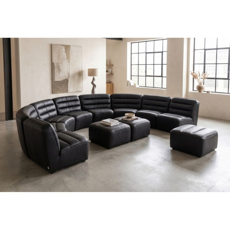 Fauteuil vintage en cuir noir - Modi - Kare Design