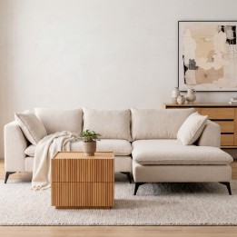 Canapé d'angle en tissu tressé beige - Jimmy - Kare Design
