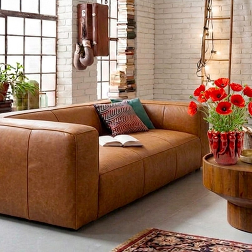 Light brown leather sofa - Cubetto - Kare Design