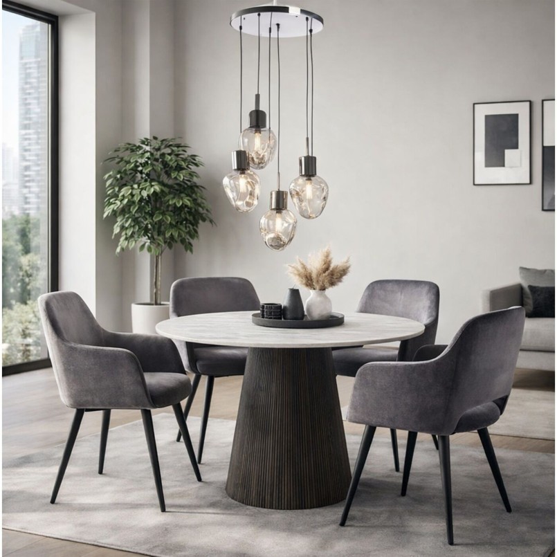 Ensemble table et 4 chaises grises - Francisco Glenn - Kare Design
