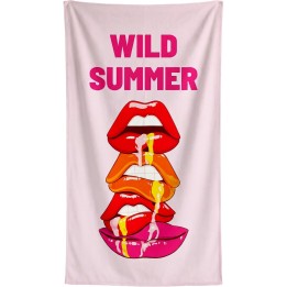 Serviettes de plage bouches sur fond rose - Wild Summer - Kare Design