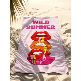 Serviettes de plage bouches sur fond rose - Wild Summer - Kare Design