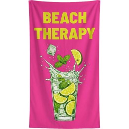 Serviettes de plage cocktail sur fond rose - Beach Therapy - Kare Design