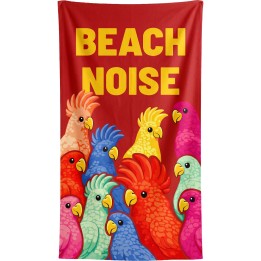 Serviettes de plage perroquets sur fond rouge - Beach Noise - Kare Design