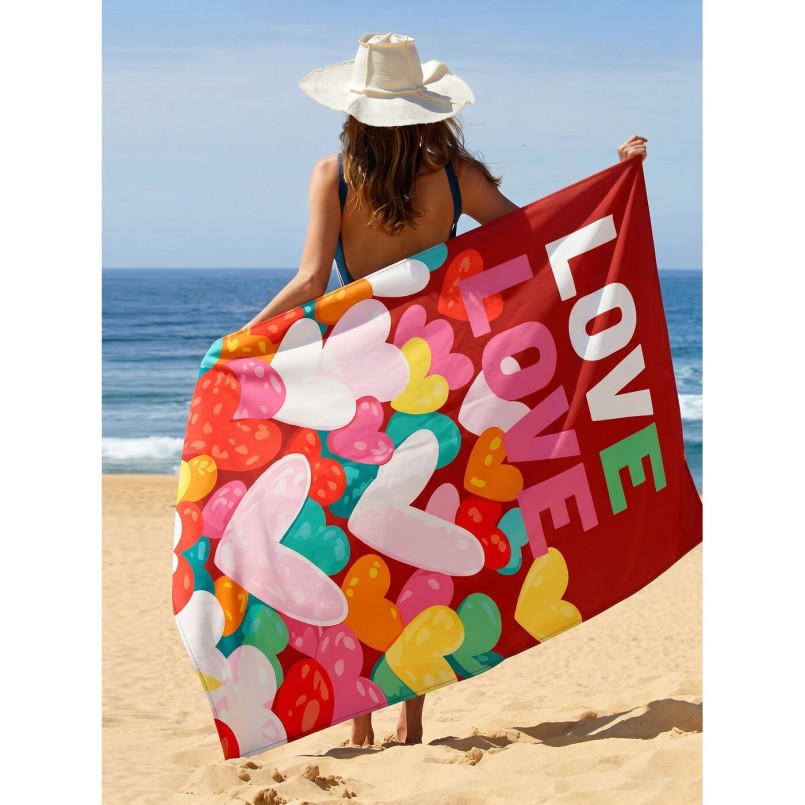 Serviettes de plage imprimés coeurs - Love - Kare Design