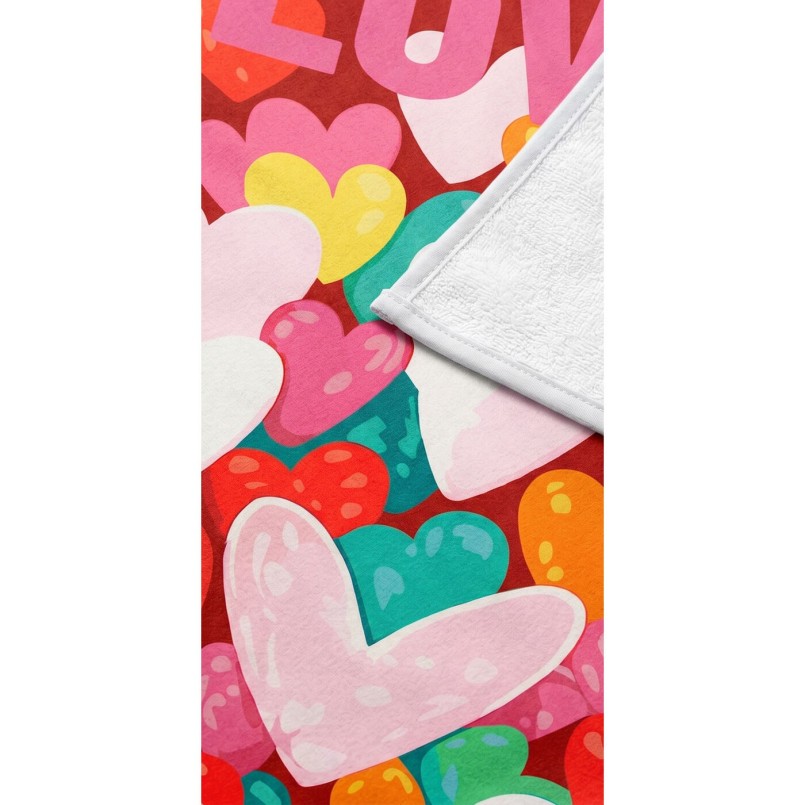 Serviettes de plage imprimés coeurs - Love - Kare Design