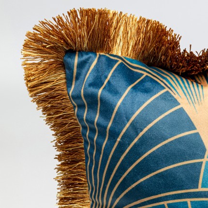 Coussin à franges rétro bleu Kare Design