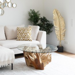 Coussin en coton jaune et blanc - Catena Circle - Kare Design
