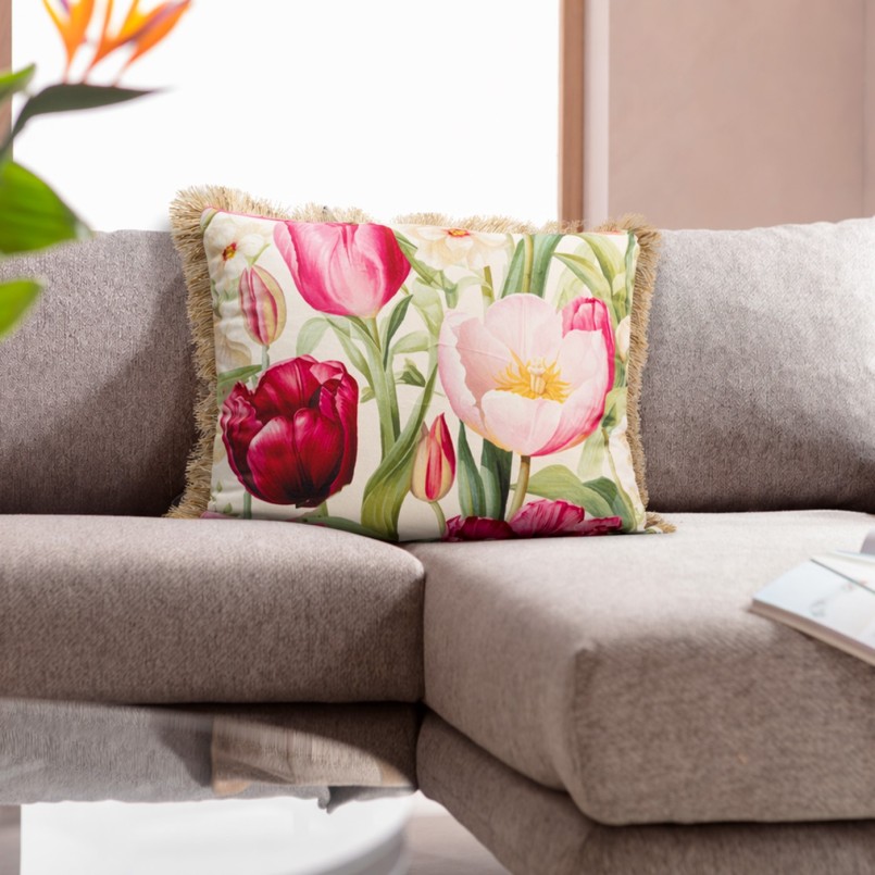 Coussin à franges tulipes - Kare Design