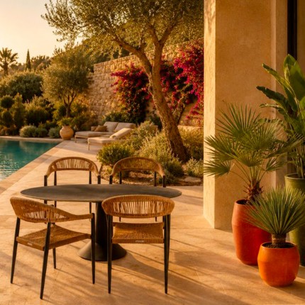 Ensemble de jardin Grande Possibilita table 180cm et 4 chaises nature Kare Design