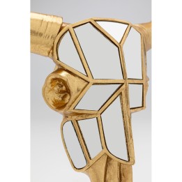 Déco crâne de taureau doré en verre miroir - Kare Design