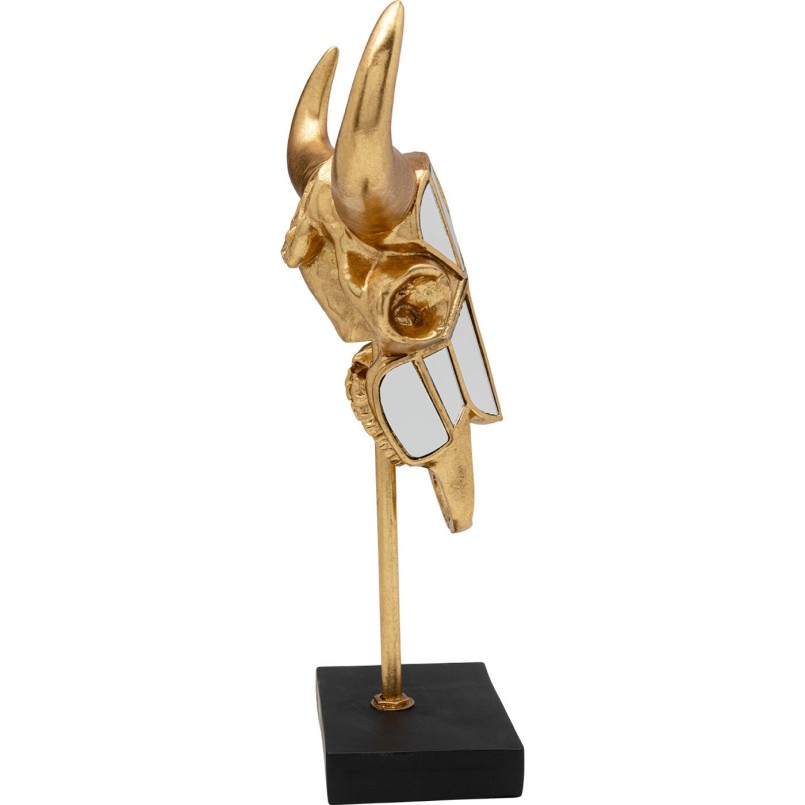 Déco crâne de taureau doré en verre miroir - Kare Design