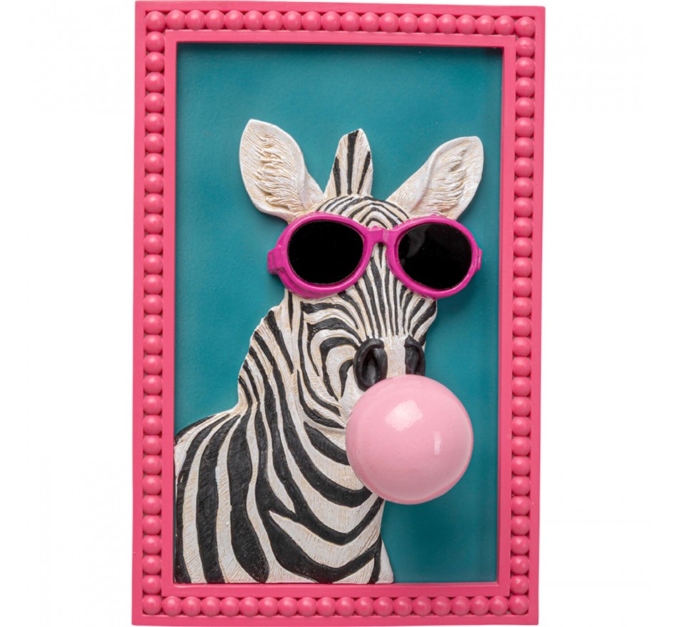 Tableau 3D zèbre chewing-gum 20x31cm Kare Design