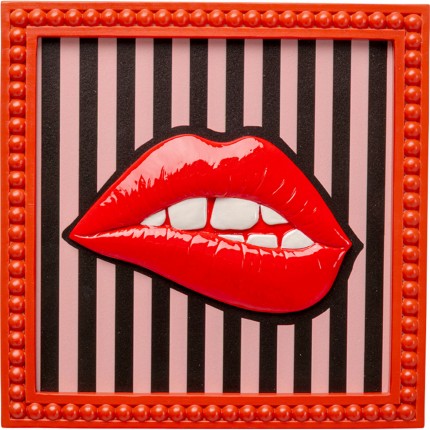 Tableau lèvres rouges lignes 25x25cm Kare Design
