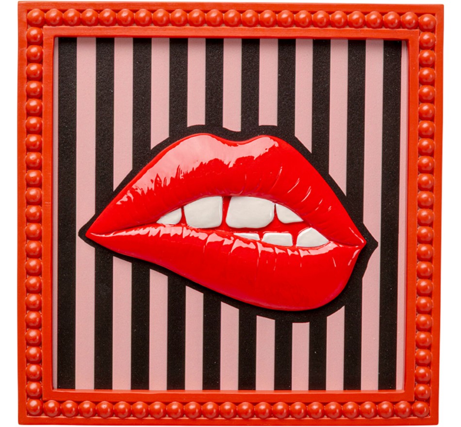 Framed Picture red lips lines 25x25cm Kare Design