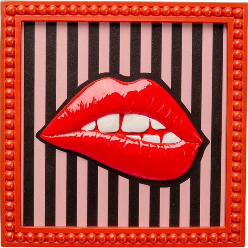 Framed Picture red lips lines 25x25cm Kare Design