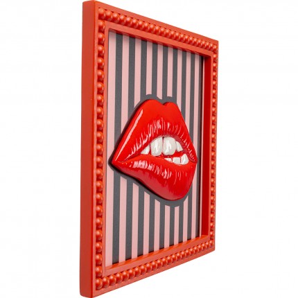 Tableau lèvres rouges lignes 25x25cm Kare Design
