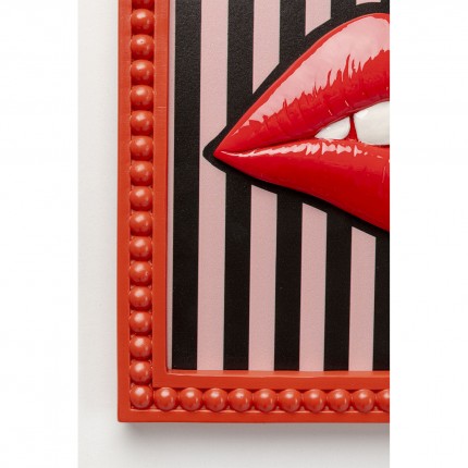 Tableau lèvres rouges lignes 25x25cm Kare Design