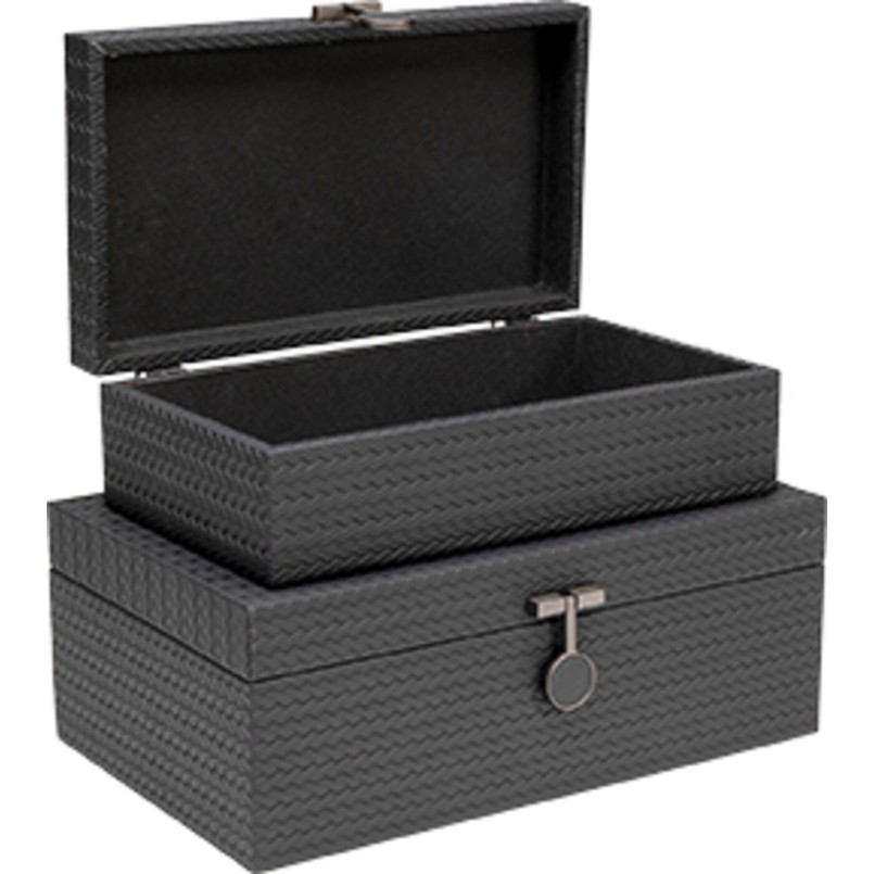 Set de 2 boîtes noires en simili texturé - Key - Kare Design