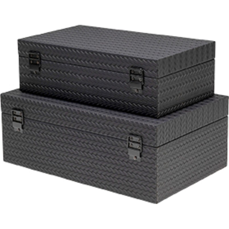 Set de 2 boîtes noires en simili texturé - Key - Kare Design