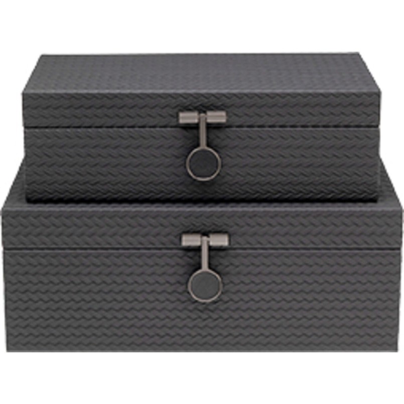 Set de 2 boîtes noires en simili texturé - Key - Kare Design