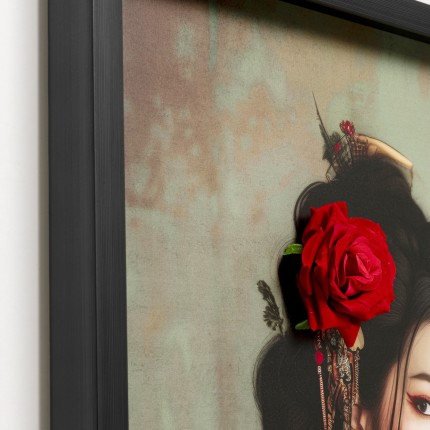 Tableau femme en kimono bouquet 3D 84x124cm Kare Design