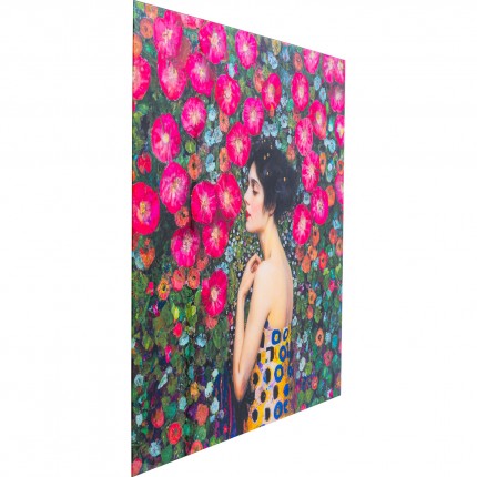 Tableau en verre Art Nouveau fleurs 120x120cm Kare Design