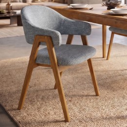 Chaise tissu tressé bleu et chêne - Jonte - Kare Design