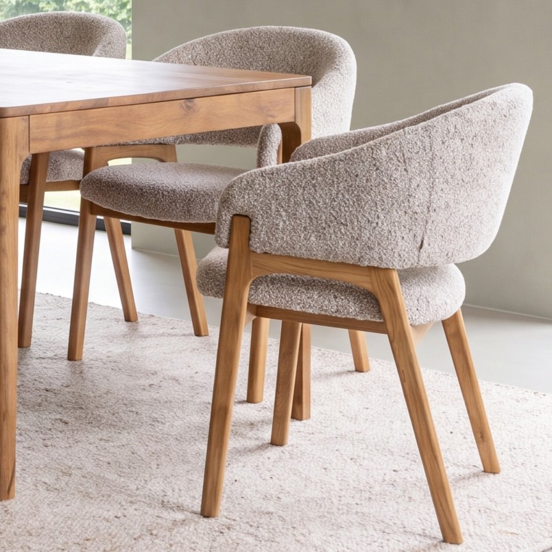 Chaise avec accoudoirs en tissu tressé et chêne - August - Kare Design