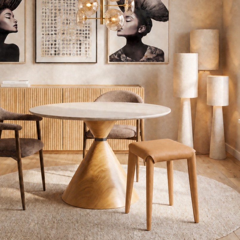 Tabouret en simili marron clair - Monza - Kare Design